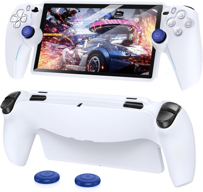 FYOUNG Protective Case for PlayStation Portal, Silicone Soft Grip Cover Case Protector with Full Protection and Non-Slip Thumb Grips Accessories Kit for PlayStation Remote Player (White) - Image 1